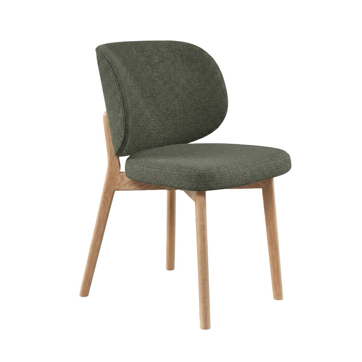 53701004 SWAN CHAIR FOREST GREEN BOUCLE_1 Swan borðstofustóll eik/Bouclé grænn – mynd 1